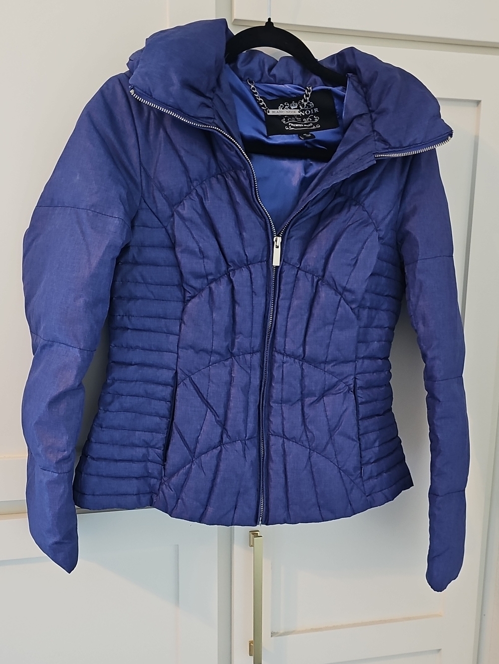 blanc noir Women's Quilted Royal Blue Puffer Jacket
